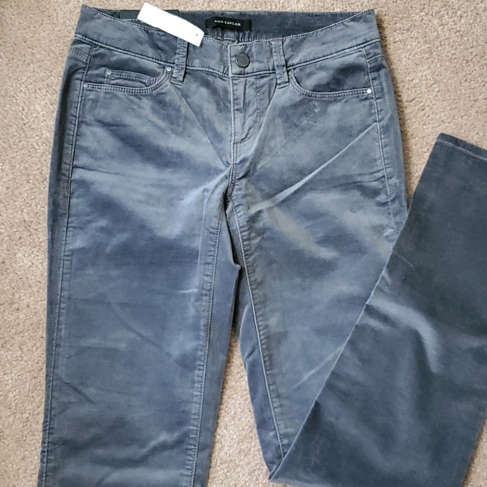 Ann Taylor velvet-like skinny pants, modern fit.